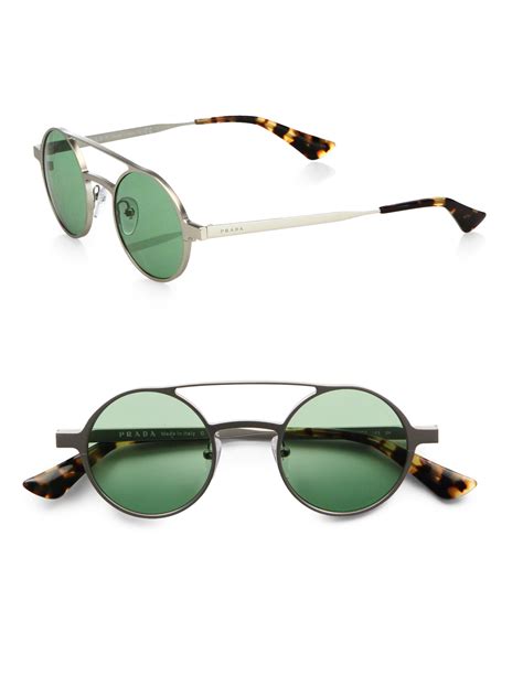 prada round silver sunglasses|prada unisex sunglasses.